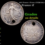 1917 France 1 Franc 1f KM-844.1 Grades AU Details