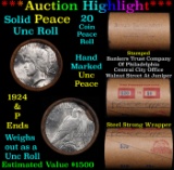 ***Auction Highlight*** Solid Uncirculated Peace silver dollar roll 1924 & P Ends, 20 coins (fc)