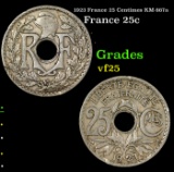 1923 France 25 Centimes KM-867a Grades vf+