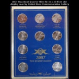2007 Statehood Quarter Mint Set in a 10 Coin slot display case by United State Commemorative Gallery