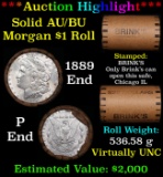 ***Auction Highlight***  AU/BU Slider Brinks Shotgun Morgan $1 Roll 1889 & P Ends Virtually UNC (fc)