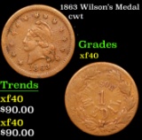 1863 Wilson's Medal Civil War Token 1c Grades xf