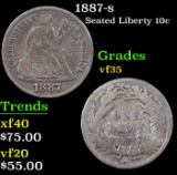 1887-s Seated Liberty Dime 10c Grades vf++