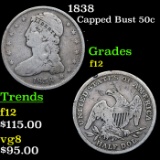 1838 Capped Bust Half Dollar 50c Grades f, fine