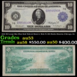 1914 $10 Large Size Blue Seal Federal Reserve Note Fr-930 Burke-Houston (Chicago, IL) Grades Select
