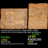 Continental Currency September 26th, 1778 $5 Fr-CC79 Printed By Hall & Sellers Grades vf++