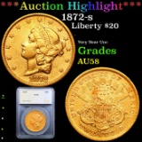 ***Auction Highlight*** 1872-s Gold Liberty Double Eagle $20 Graded AU58 by SEGS (fc)