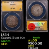 ANACS 1834 Capped Bust Half Dollar 50c Graded xf45 By ANACS