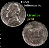 Proof 1953 Jefferson Nickel 5c Grades Select Proof