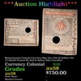 ***Auction Highlight*** Massachusetts Colonial Currency May 5th, 1780 20 Dollars $20 Fr-MA285 Printe