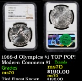 NGC 1988-d Olympics $1 Modern Commem Dollar TOP POP!  $1 Graded ms70 By NGC