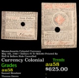 Massachusetts Colonial Currency May 5th, 1780 7 Dollars $7 Fr-MA283 Printed By Hall & Sellers Hole C
