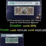 US Fractional Currency 50c Third Issue fr-1332 Francis Spinner Graded au58 EPQ By PMG