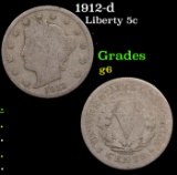 1912-d Liberty Nickel 5c Grades g+