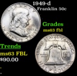 1949-d Franklin Half Dollar 50c Grades Select Unc FBL