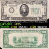 1934 $20 Green Seal Federal Reserve Note  (Philadelphia, PA) Grades vf+