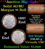 ***Auction Highlight***  AU/BU Slider Brinks Shotgun Morgan $1 Roll 1887 & P Ends Virtually UNC (fc)