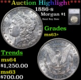 ***Auction Highlight*** 1886-s Morgan Dollar $1 Graded ms63+ By SEGS (fc)