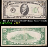 1934A $10 Green Seal Federal Reserve Note Grades vf+
