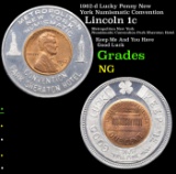 1962-d Lucky Penny New York Numismatic Convention Lincoln Cent 1c Grades NG