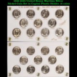 1942-1945 United States Wartime Silver Nickel Coin Set in Capital Plastic Holder. 11 coins.