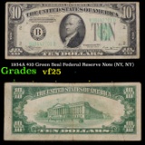 1934A $10 Green Seal Federal Reserve Note (NY, NY) Grades vf+