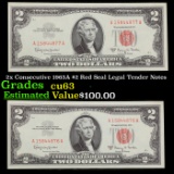 2x Consecutive 1963A $2 Red Seal Legal Tender Notes Grades Select CU