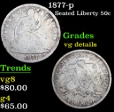 1877-p Seated Half Dollar 50c Grades vg details