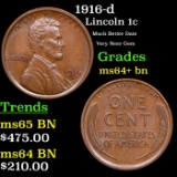1916-d Lincoln Cent 1c Grades Choice+ Unc BN