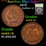 ***Auction Highlight*** 1870 Indian Cent 1c Graded Choice Unc RB By USCG (fc)