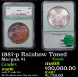 1887-p Morgan Dollar Rainbow Toned $1 By NTC