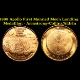 1969 Apollo First Manned Moon Landing Medallion - Armstrong/Collins/Aldrin Grades Choice Unc