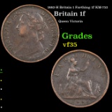 1882-H Britain 1 Farthing 1f KM-753 Grades vf++