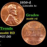 1959-d Lincoln Cent 1c Grades GEM+ Unc RD