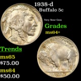 1938-d Buffalo Nickel 5c Grades Choice+ Unc