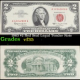 1963 $2 Red Seal Legal Tender Note Grades vf++