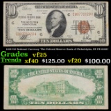 1929 $10 National Currency 'The Federal Reserve Bank of Philadelpha, PA' FR-1860C Grades vf+