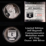 Limited Edition Jeff Bagwell Commemorative Medallion made of 1 Troy Ounce .999 Silver.