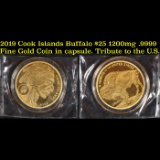 2019 Cook Islands Buffalo $25 1200mg .9999 Fine Gold Coin in capsule. Tribute to the U.S.