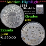 Proof ***Auction Highlight*** 1878 Shield Nickel 5c Graded pr66 By SEGS (fc)