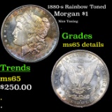 1880-s Morgan Dollar Rainbow Toned $1 Grades Unc Details
