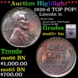 ***Auction Highlight*** 1926-d Lincoln Cent TOP POP! 1c Graded ms65+ bn By SEGS (fc)