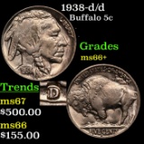 1938-d/d Buffalo Nickel 5c Grades GEM++ Unc