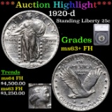***Auction Highlight*** 1920-d Standing Liberty Quarter 25c Graded ms63+ FH By SEGS (fc)