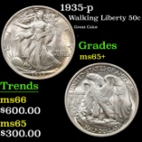 1935-p Walking Liberty Half Dollar 50c Grades GEM+ Unc