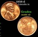 1958-d Lincoln Cent 1c Grades GEM+ Unc RD