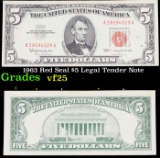 1963 Red Seal $5 Legal Tender Note Grades vf+