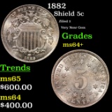 1882 Shield Nickel 5c Grades Choice+ Unc