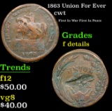 1863 Union For Ever Civil War Token 1c Grades f details