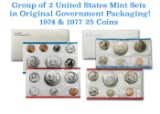 Group of 2 United States Mint Set in Original Government Packaging! From 1974-1975 with 25 Coins Ins